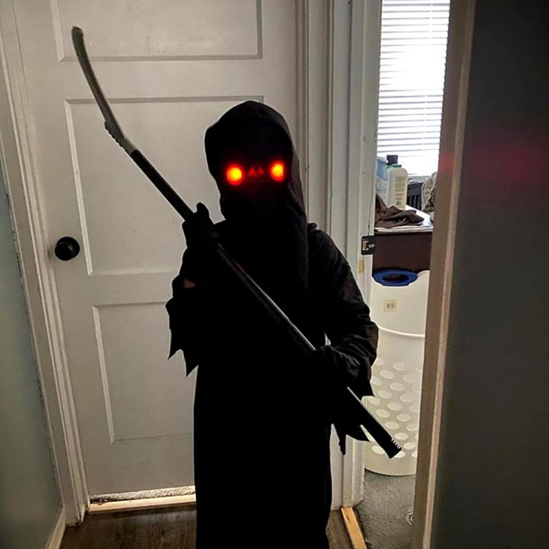 Holiberty Glowing Red Eyes Glasses Grim Reaper Cosplay Halloween Costume Accessory Light up Glasses Eyewear Rave Party Favors - Image 2